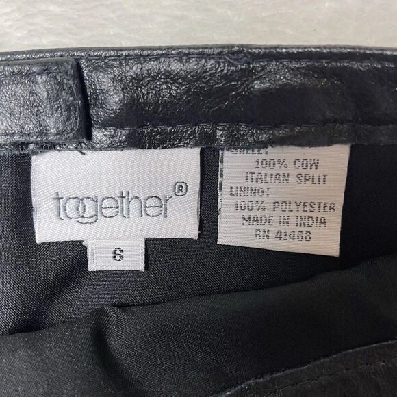 Vintage 90’s High Waist Leather Pencil Skirt Women’s Size 6 Black Belt Mob Wife - Picture 7 of 11